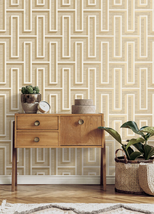 Henley Wheat Geometric Grasscloth Wallpaper