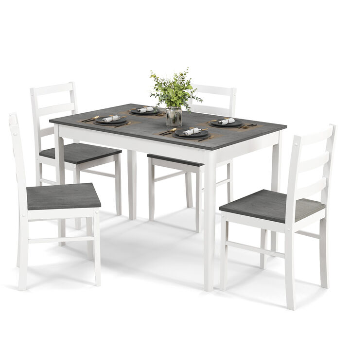 Wooden Dining Set with Rectangular Table and 4 Chairs &ndash; 5 Pieces