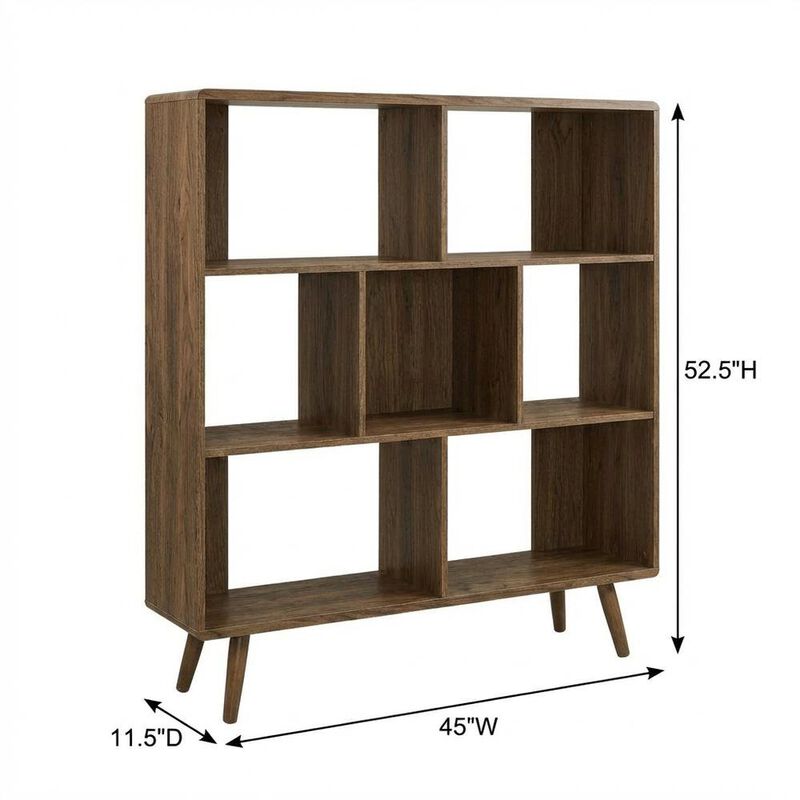Wood Grain Bookcase with 7 Shelves for Living Room Storage image number 3