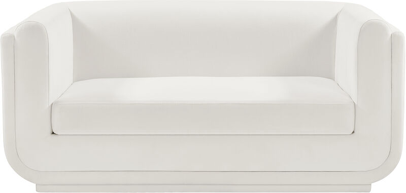 Meridian Furniture Kimora Cream Linen Textured Fabric Loveseat