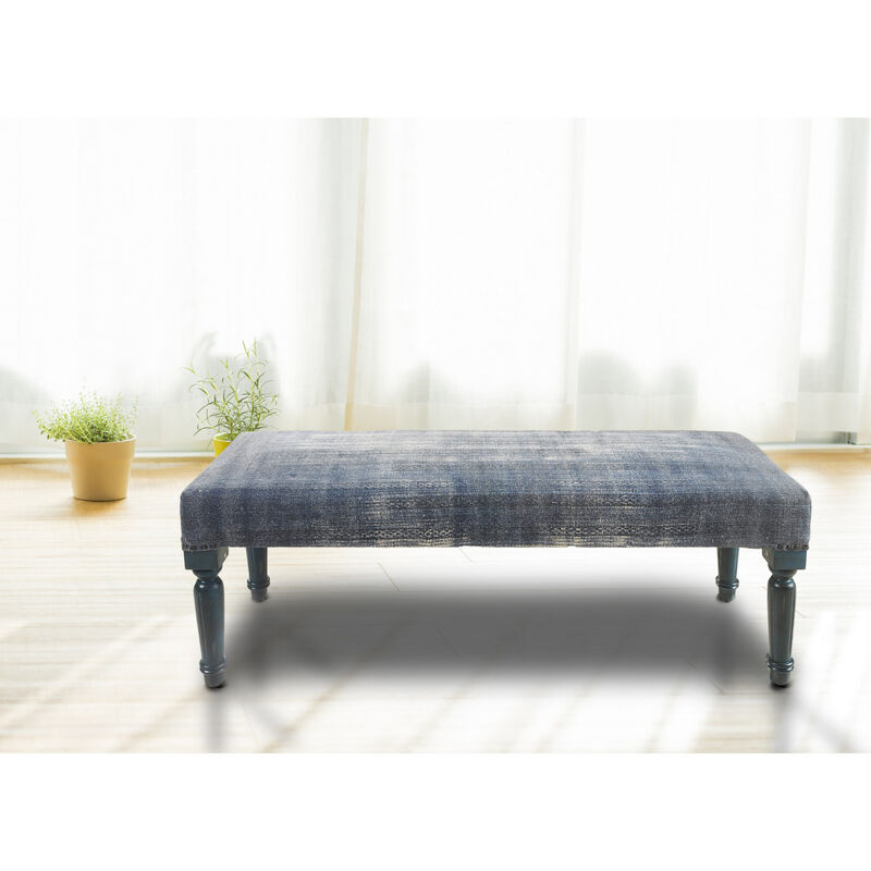 Versatile Upholstered Bench – Abstract Patterned Fabric Seat with Wooden Base
