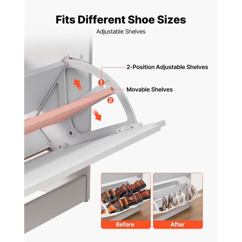 Modern Shoe Cabinet with 3 Flip Drawers, Anti-Tip Freestanding Organizer image number 4