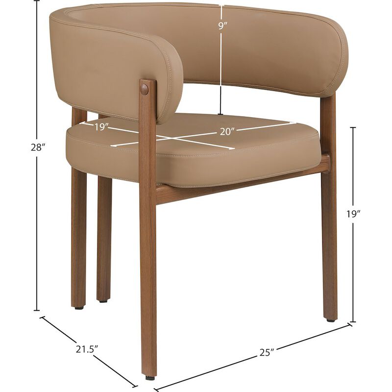 Meridian Furniture Gideon Tan Vegan Leather Dining Chair, Set of 2