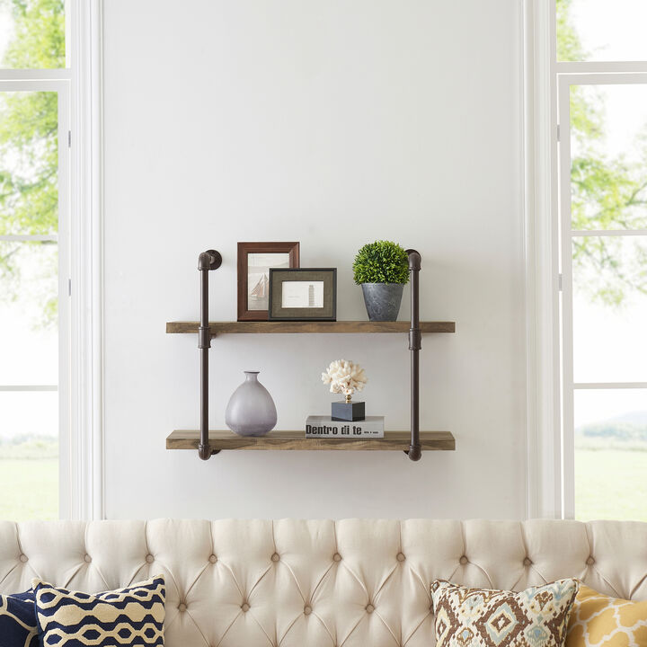 Two Tier Industrial Pipe Wall Shelf