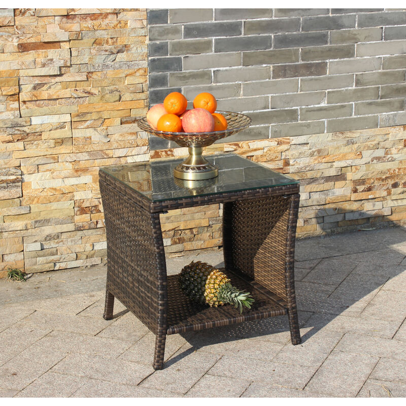 Streamdale Outdoor Patio Furniture 1 Coffee Table With Clear Tempered Glass