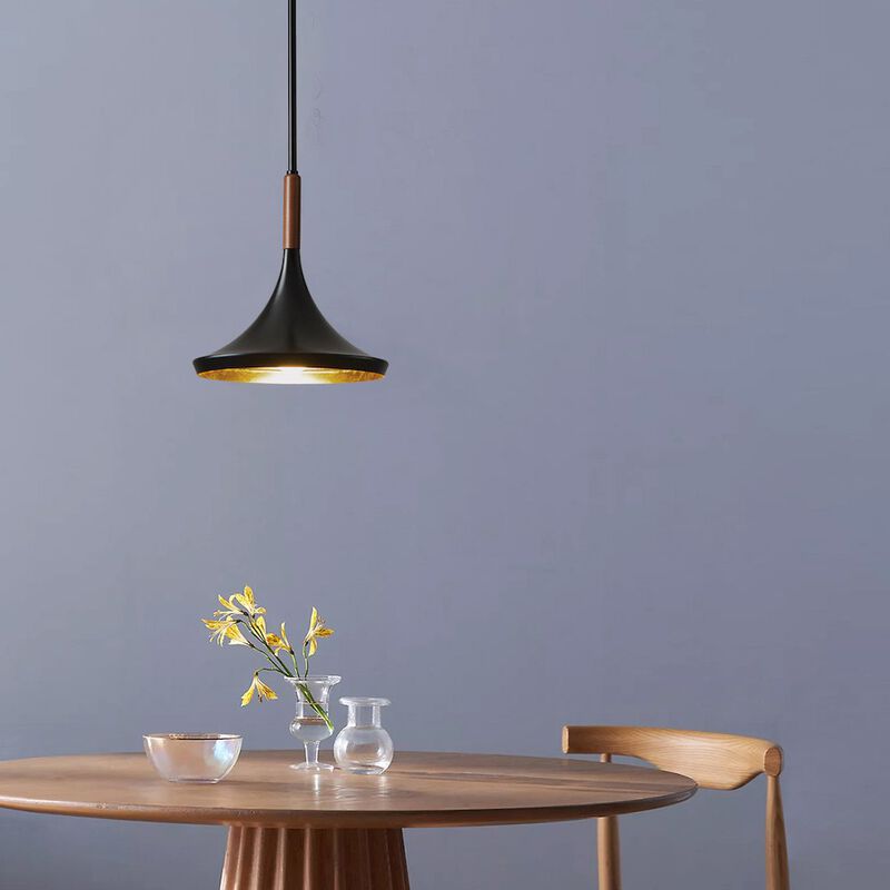 NOVA OF CALIFORNIA Lodi Pendant Light Small - Matte Black, Walnut