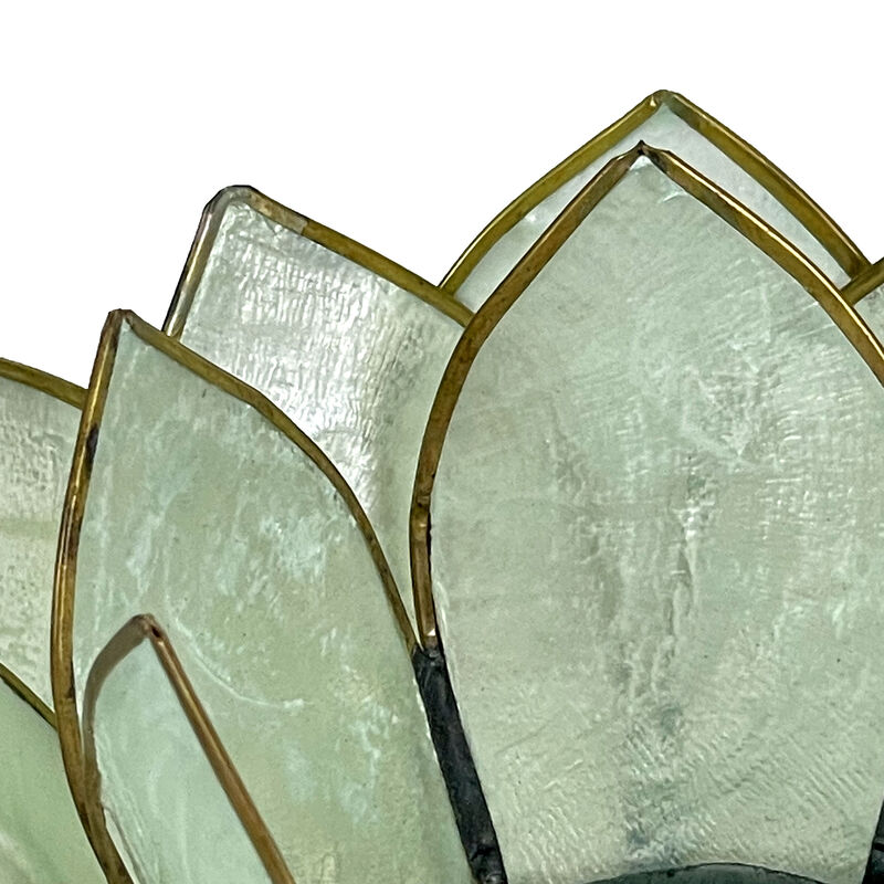 Seafoam Green Capiz Shell Blooming Lotus Flower Blossom Tealight Candle Holder image number 3