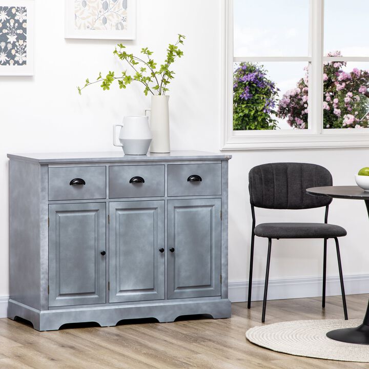 Blue Kitchen Storage: Sideboard Buffet with 3 Drawers & 3 Cabinets