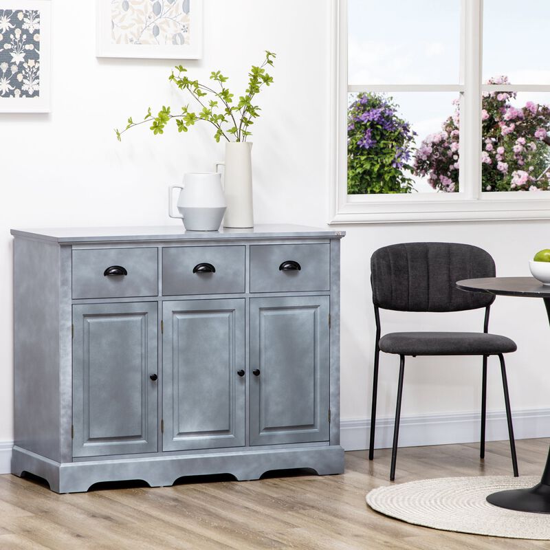 Blue Kitchen Storage: Sideboard Buffet with 3 Drawers & 3 Cabinets