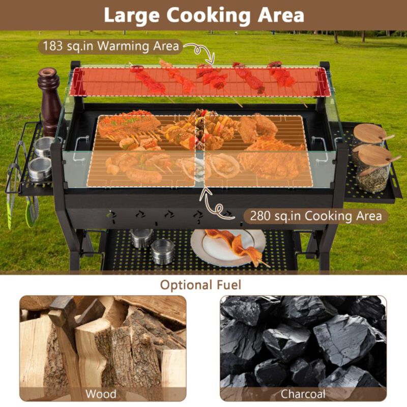 Hivvago Barbecue Charcoal Grills with Wind Guard Seasoning Racks