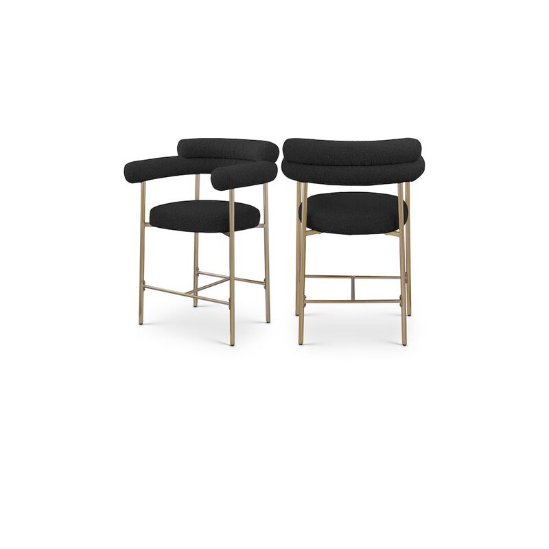 Meridian Furniture Blake Boucle Fabric Counter Stool, Set of 2