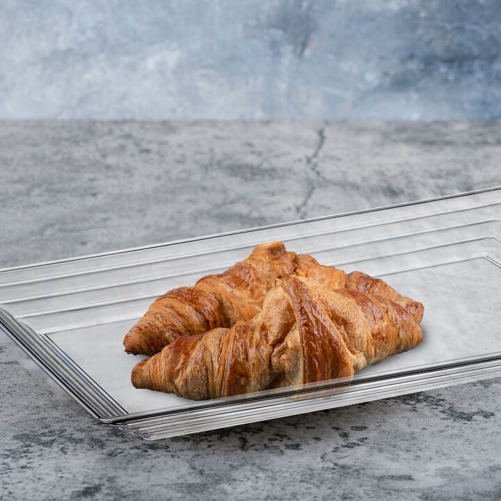 11" x 16" Clear Rectangular with Groove Rim Plastic Serving Trays (24 Trays)