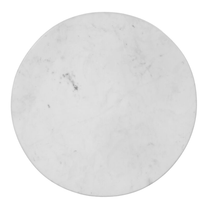 Riko Coffee Table, White Marble Top on Modern Iron Stand, Round Table, 27"