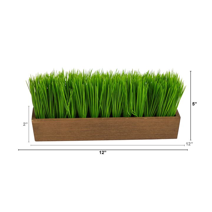 HomPlanti 12" Grass Artificial Plant in Decorative Planter