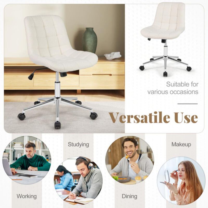 Hivvago Teddy Fleece Armless Office Chair Makeup Vanity Chair