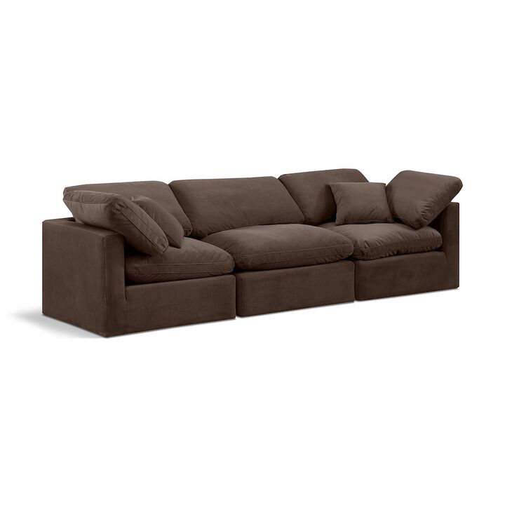 Meridian Furniture Indulge Brown Velvet Modular Sofa