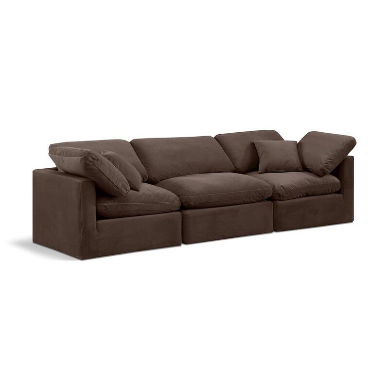 Meridian Furniture Indulge Brown Velvet Modular Sofa