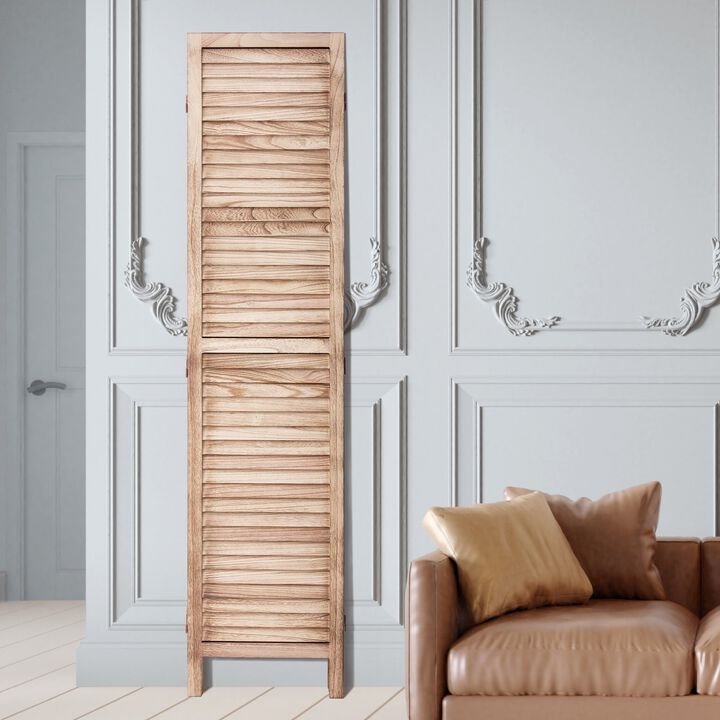 66.9 Inch Wood Room Divider 4 Panel Portable Folding Privacy Screen