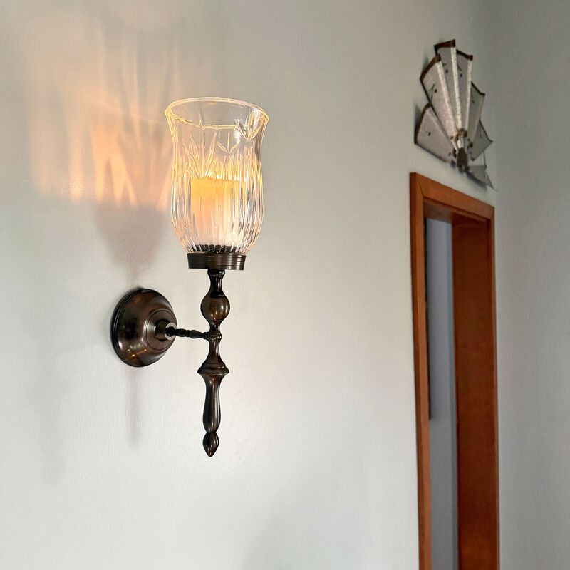 Wall Candle Sconce Bronze Finish Lead Crystal Glass 15 In Metal And Glass image number 6
