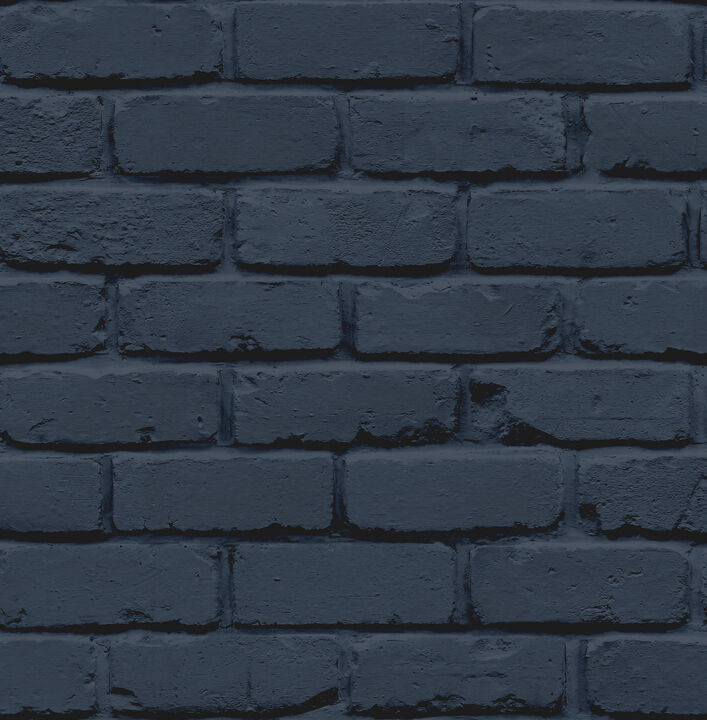 Alpin Navy Painted Brick Wallpaper (Set of 2)