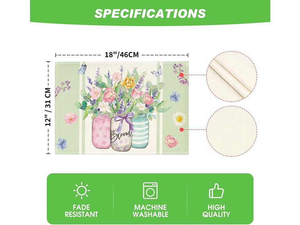 Bloom Vase Floral Spring Placemats