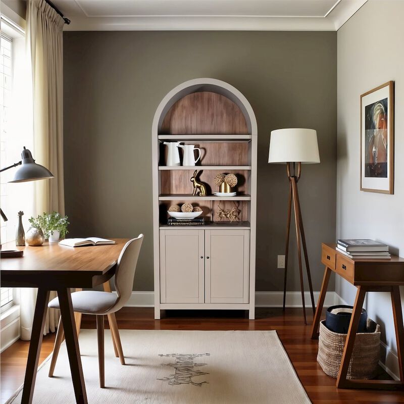 Brown Solid Wood Arched Cabinet image number 3