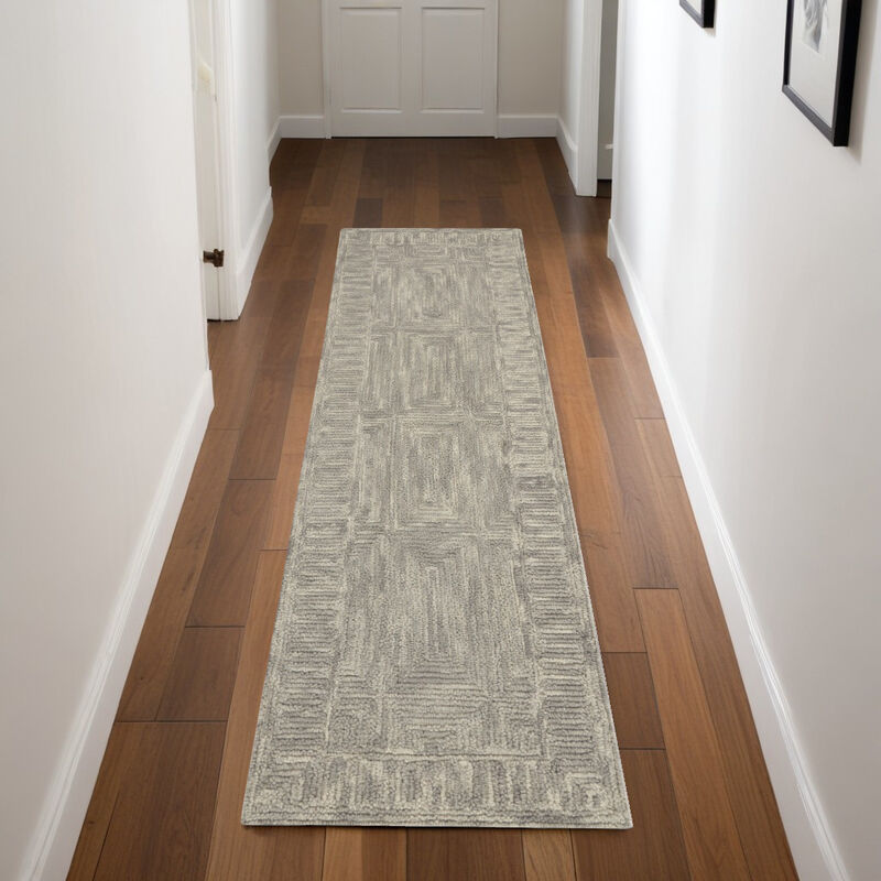 HomeRoots Wool Geometric Runner Rug image number 1