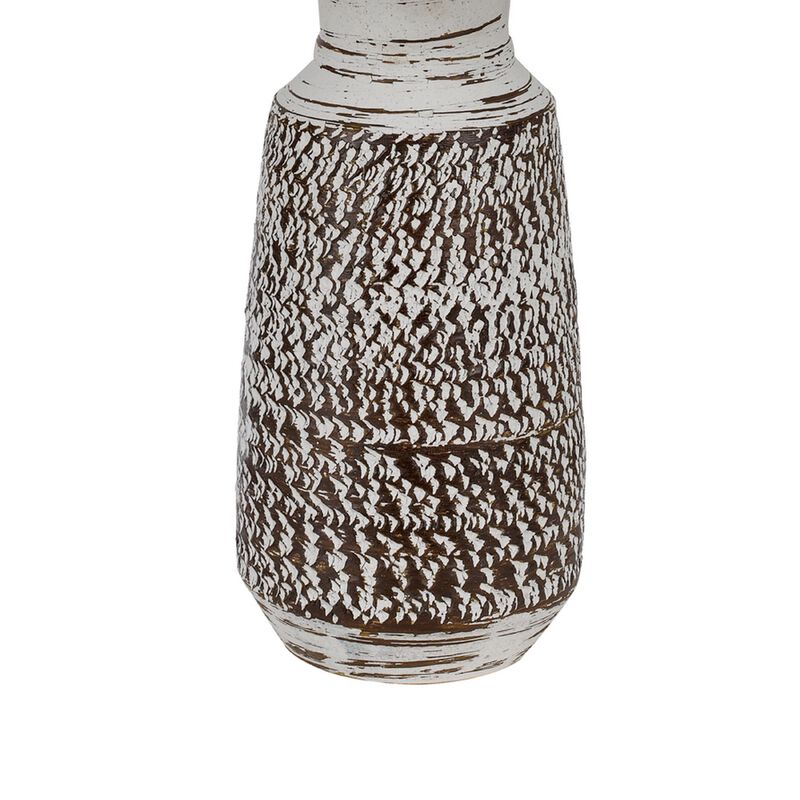 Bora Table Lamp Set of 2, Burlap Shade, Brown Ceramic, Distressed White image number 6
