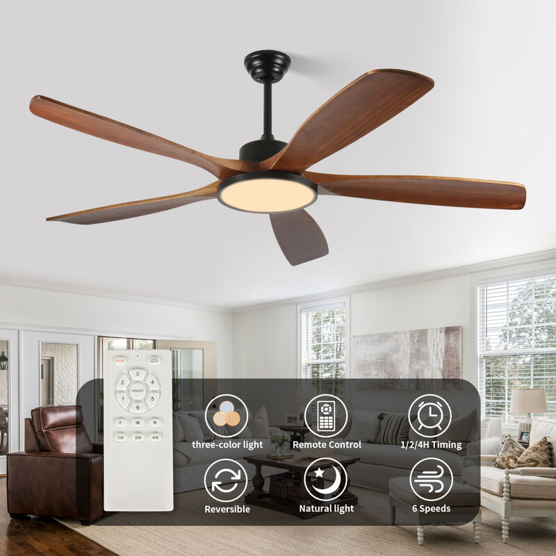ELEMENT ACE 62-Inch Large Ceiling Fan with Remote Control, Three-Color Dimming Light, 5 Reversible Blades for Garden, Patio, Living Room and Bedroom image number 6