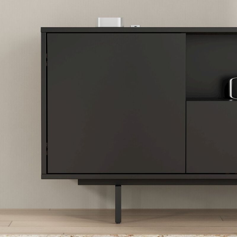 Comfort Pointe Avichi Black Laminate 3 Door TV Console
