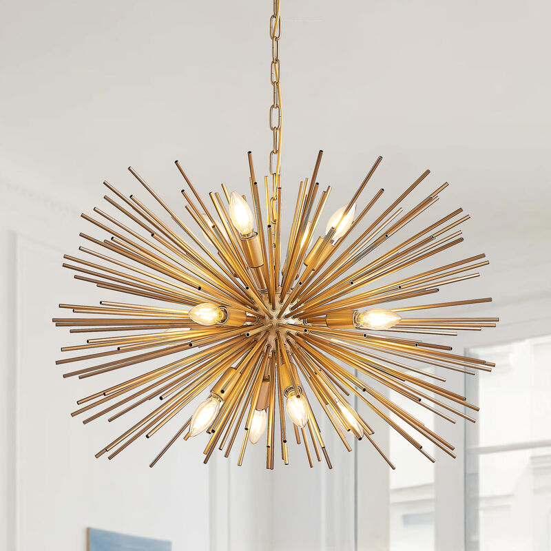 ELEMENT ACE Mid-Century Modern 12-Light Starburst Ceiling Chandelier Pendant Light Fixture Perfect for Living Room, Dining Room, Foyer, Kitchen and Home Interior Decor image number 1