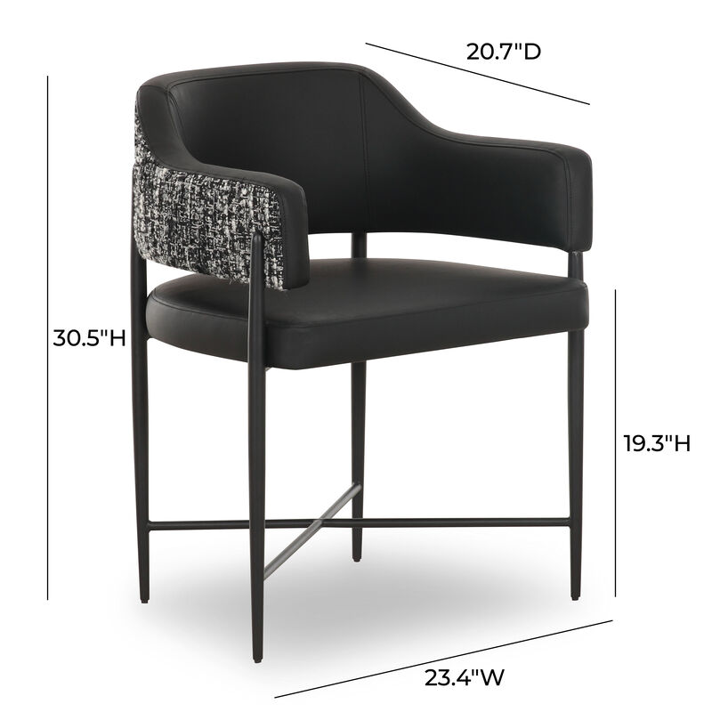 Sezanne Black Vegan Leather 2-Tone Dining Chair