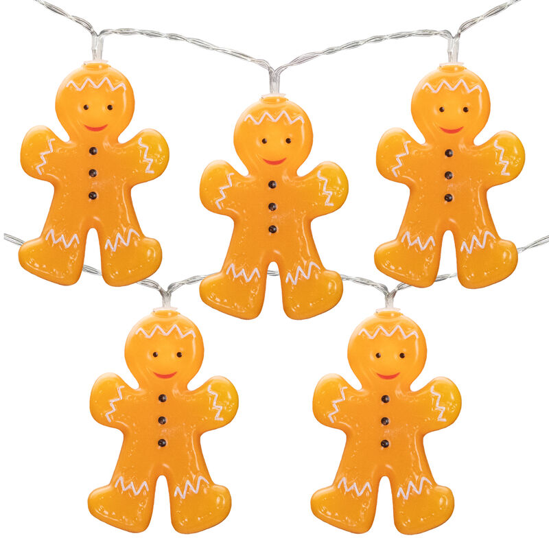 10-Count LED Orange Gingerbread Men Christmas Fairy Lights  4ft  Copper Wire