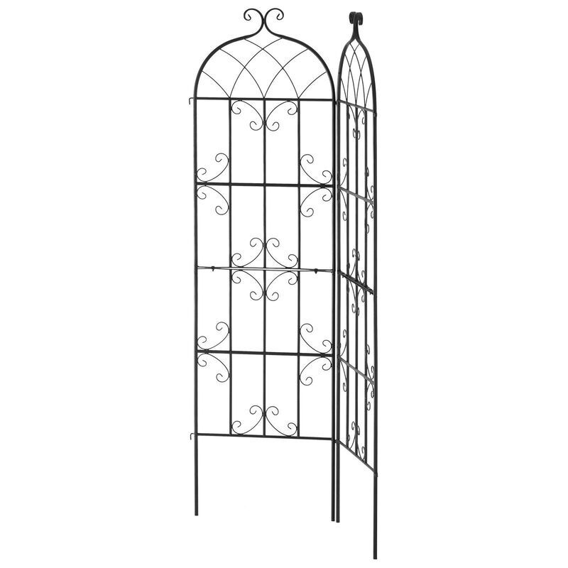 Outdoor Garden Trellis 2-Pack, Metal Climbing Plant Support for Flowers & Cucumbers-Black image number 8