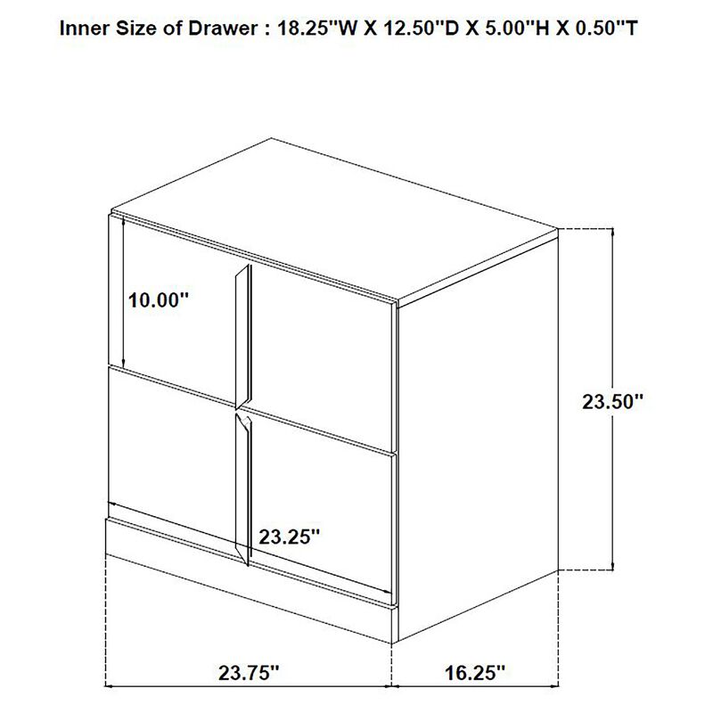 Orion Nightstand with 2 Drawers, Gold Metal Pulls, White Gloss Wood image number 7
