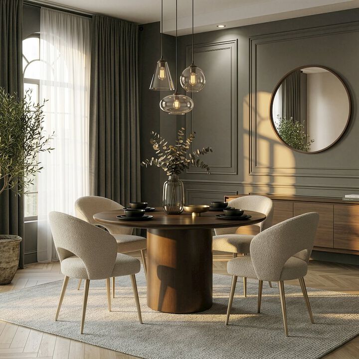Butler Specialty Coral 54 in. W Round Wood Pedestal Dining Table, Light Brown