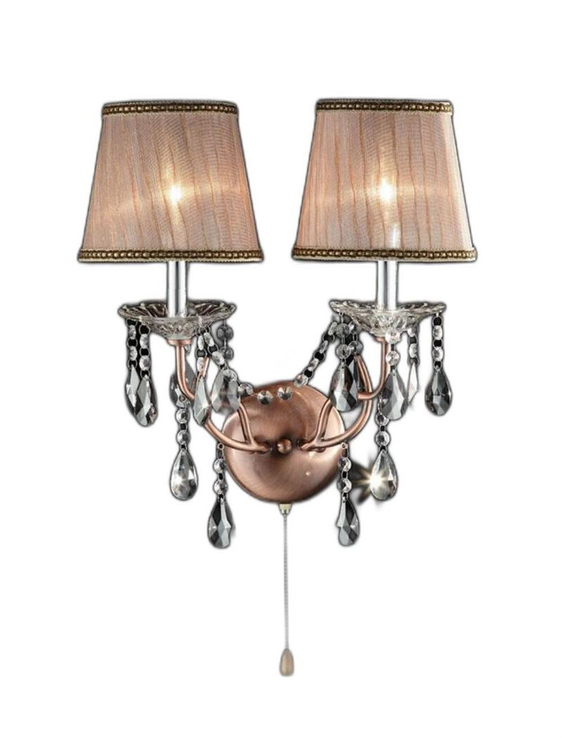 Hivvago Silver and Pink Faux Crystal Dual Light Hanging Wall Sconce
