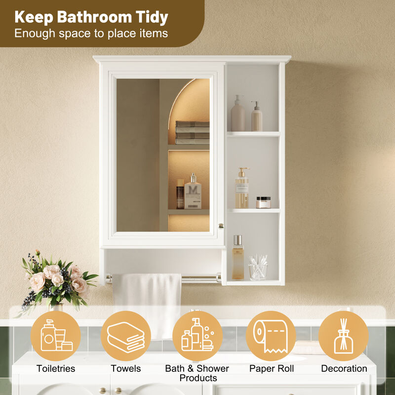 ELEMENT ACE Wall Mounted Medicine Cabinet with Adjustable Shelf and Integrated Towel Bar Organization Solution image number 8