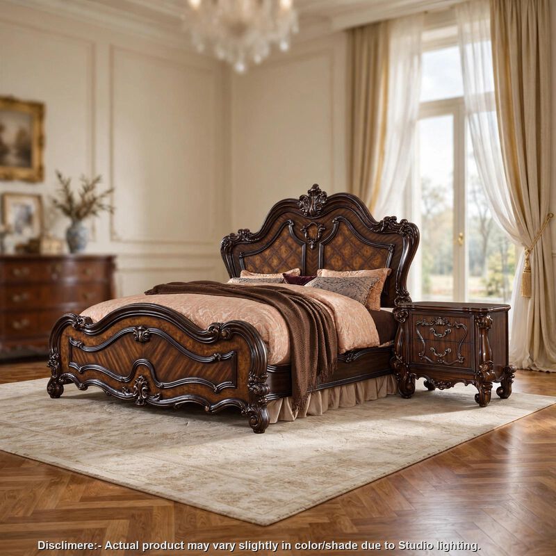 3pc King Bedroom Set, Brown, 2 Nightstands image number 8