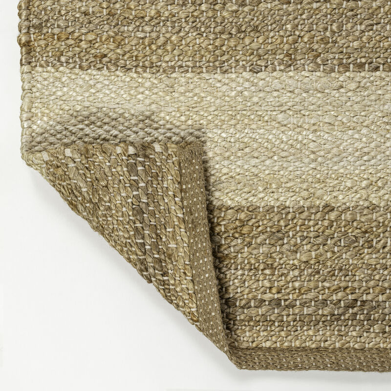 Jayden Rustic Farmhouse Woven Jute Stripe Area Rug
