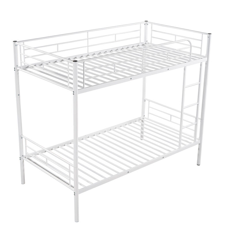 Whisen Twin Over Twin Metal Bunk Bed - White