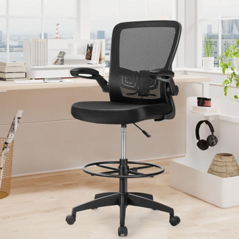 Hivvago Height Adjustable Drafting Chair with Flip Up Arms