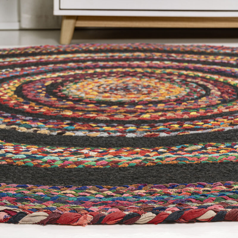 Abyss Braided Bohemian Coastal Jute Round Area Rug