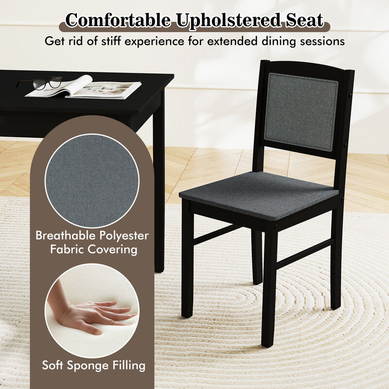 Wooden 5-Piece Kitchen Table Set for 4 with Durable Rubber Wood Legs