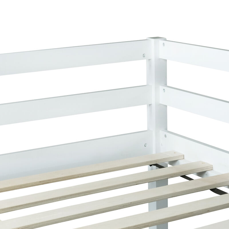 Whisen Full Loft Bed with Ladder, Rubber Wood Space-Saving Design