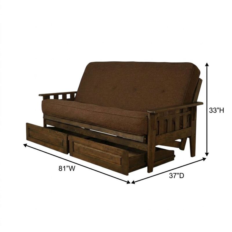 Tucson Frame-Rustic Walnut Finish-Linen Cocoa Mattress-Storage Drawers image number 5