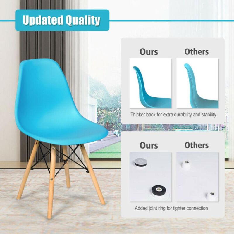 Hivvago 4 Pieces Modern Armless Dining Chair Set with Wood Legs