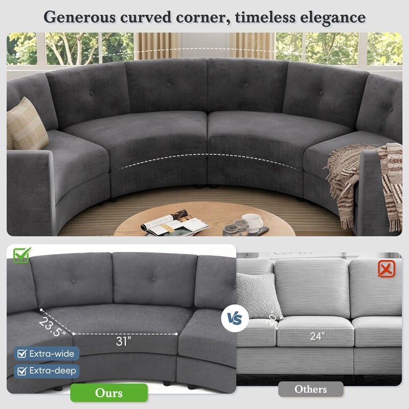 Merax Curved Modular Sectional Sofa with Customizable Layout, High-Resilience Foam & Pocket Spring Seats image number 7