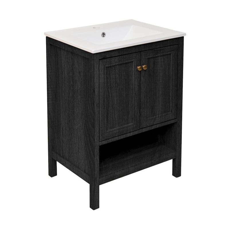 Chateau 24" Freestanding Bathroom Vanity in Black Oak with Sink Top image number 5