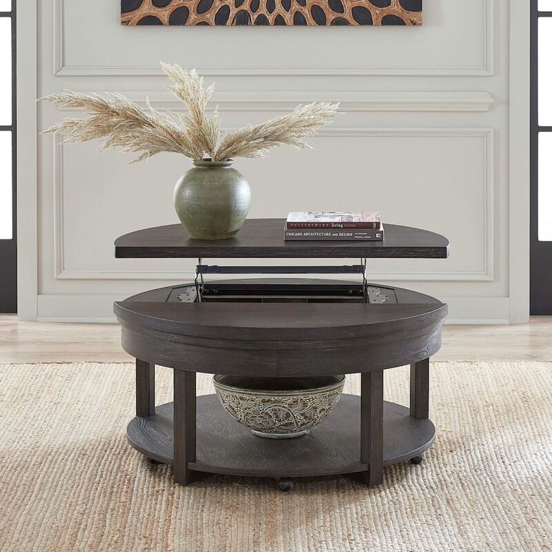 Liberty Furniture 3 Pc Living Room Set Lift Top Cocktail Table, 2 Round End Tables image number 2